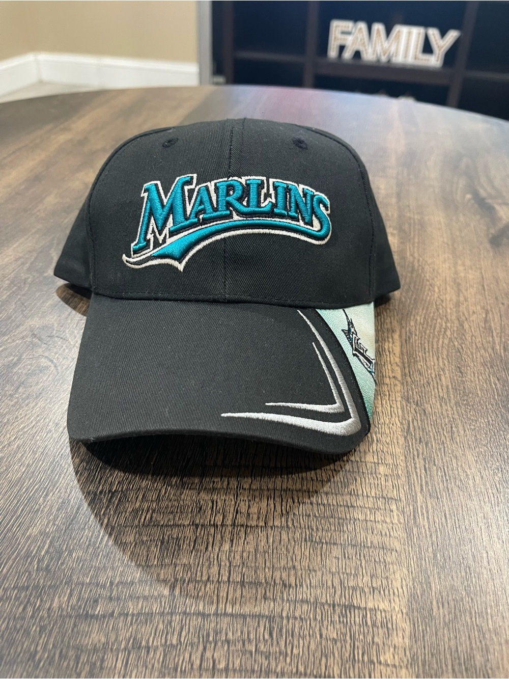 Genuine Merchandise Marlins Black Teal Logo Baseball Cap